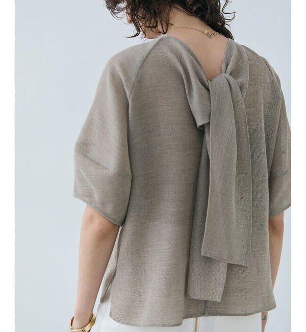 BEIGE,「LIATRIS / バックリボン ハーフスリーブブラウス」|シャツ・ブラウス|Flax