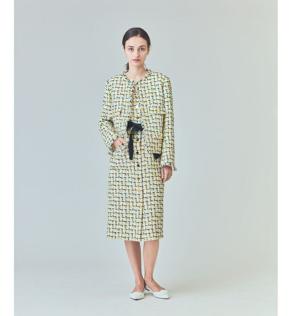  「チュールヤーンツイードジャケット」|ノーカラージャケット|