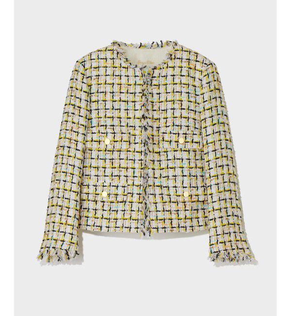  「チュールヤーンツイードジャケット」|ノーカラージャケット|