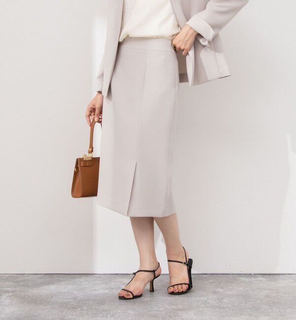 NOLLEY'S sophi「《セットアップ対応》ウォッシャブル撥水ダブルクロスサイドスリットスカート」|タイト|ベージュ