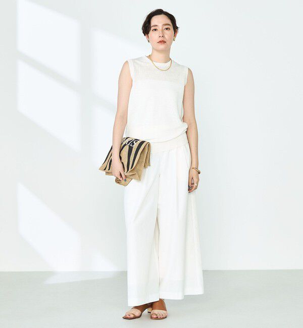 NOLLEY'S「《アンサンブル対応》《手洗い可能》フレンチリネンノースリーブプルオーバーニット」|ニット・セーター|