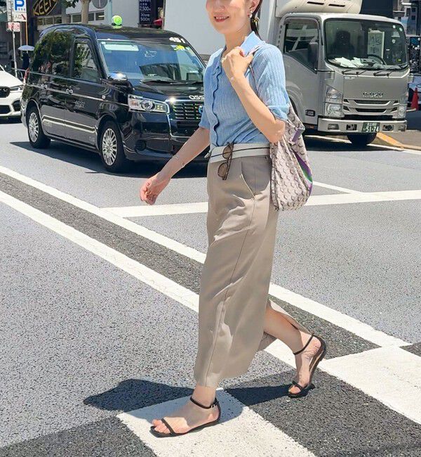 NOLLEY'S sophi「《手洗い可能》ワイドリブシアーポロ衿カーディガン」|カーディガン|