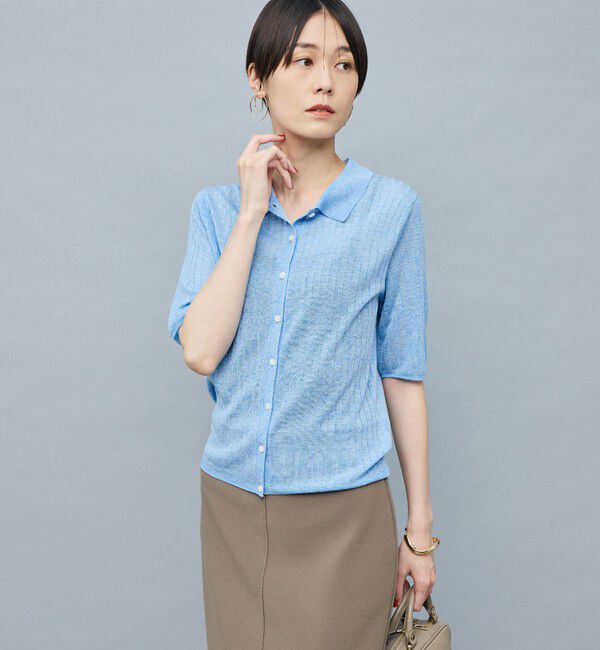 NOLLEY'S sophi「《手洗い可能》ワイドリブシアーポロ衿カーディガン」|カーディガン|