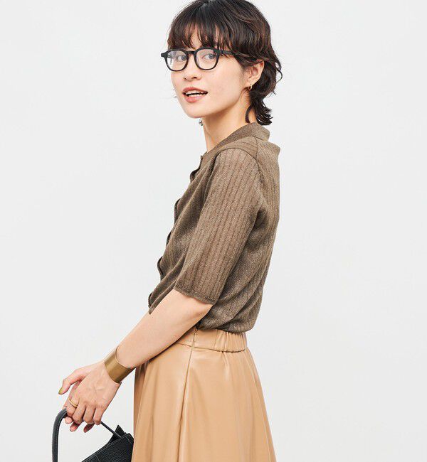 NOLLEY'S sophi「《手洗い可能》ワイドリブシアーポロ衿カーディガン」|カーディガン|