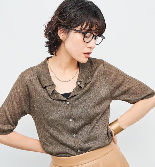 NOLLEY'S sophi「《手洗い可能》ワイドリブシアーポロ衿カーディガン」|カーディガン|