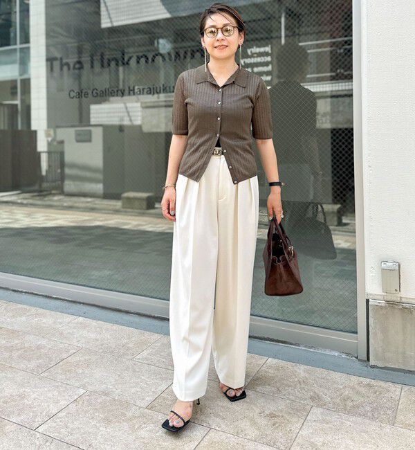 NOLLEY'S sophi「《手洗い可能》ワイドリブシアーポロ衿カーディガン」|カーディガン|