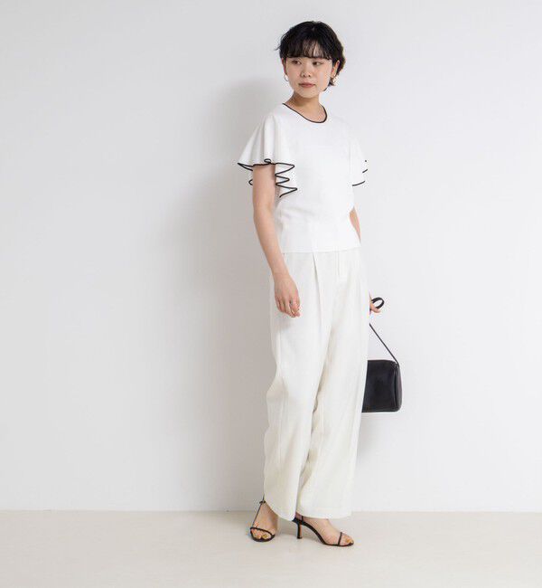 NOLLEY'S sophi「《手洗い可能》袖フリル配色プルオーバーニット」|ニット・セーター|