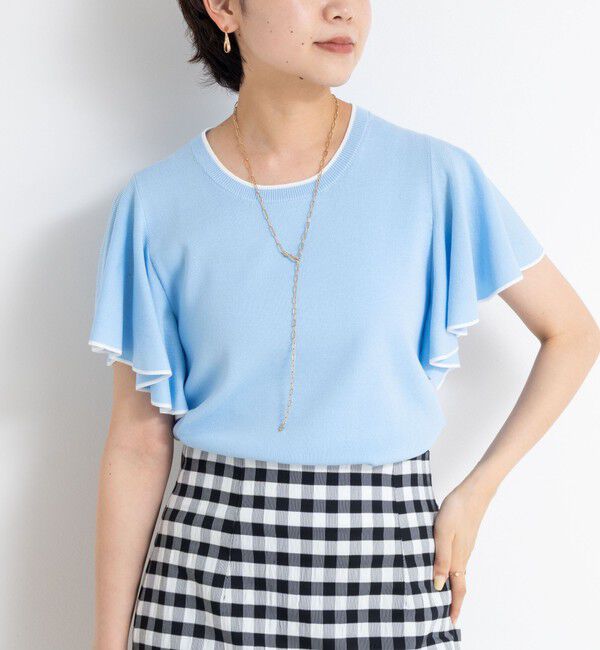 NOLLEY'S sophi「《手洗い可能》袖フリル配色プルオーバーニット」|ニット・セーター|