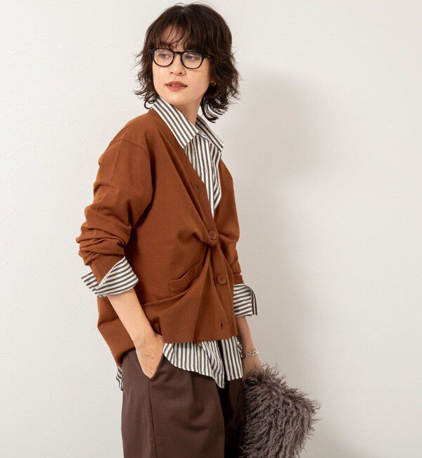Rie Miller「《手洗い可能》《セットアップ対応》BIGシルエットVネックカーディガン」|カーディガン|