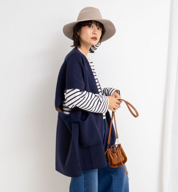 Rie Miller「バイカラー強縮ニットショール」|ニット・セーター|