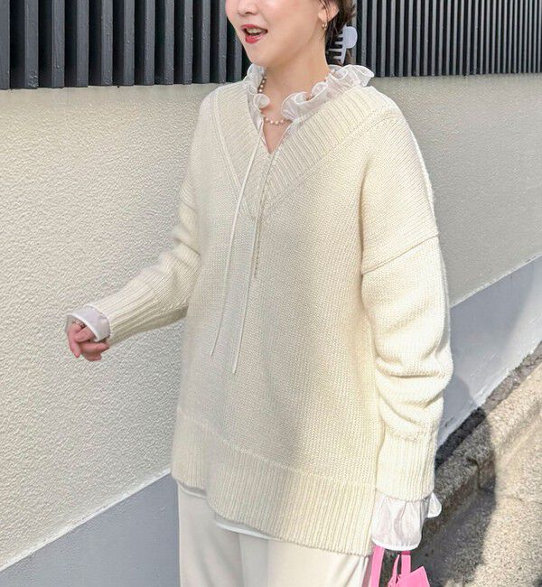 NOLLEY'S sophi「ブライト紡毛Vネックプルオーバー」|ニット・セーター|オフホワイト