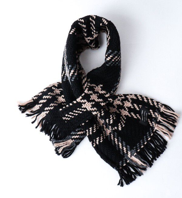 NOLLEY'S goodman「【John Branigan/ジョン・ブラニガン】別注ニットクロスマフラー24」|マフラー|ブラック・グレー系1