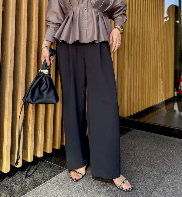 NOLLEY'S「《セットアップ対応》ウォッシャブルイージーツイルセミワイドパンツ」|その他|ブラック