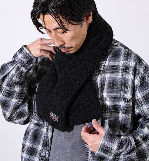 GLOSTER「【PENDLETON】別注 HARDING 差し込みボアマフラー」|マフラー|ブラック