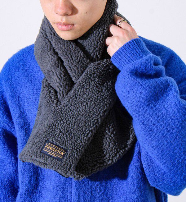 GLOSTER「【PENDLETON】別注 HARDING 差し込みボアマフラー」|マフラー|チャコールグレー