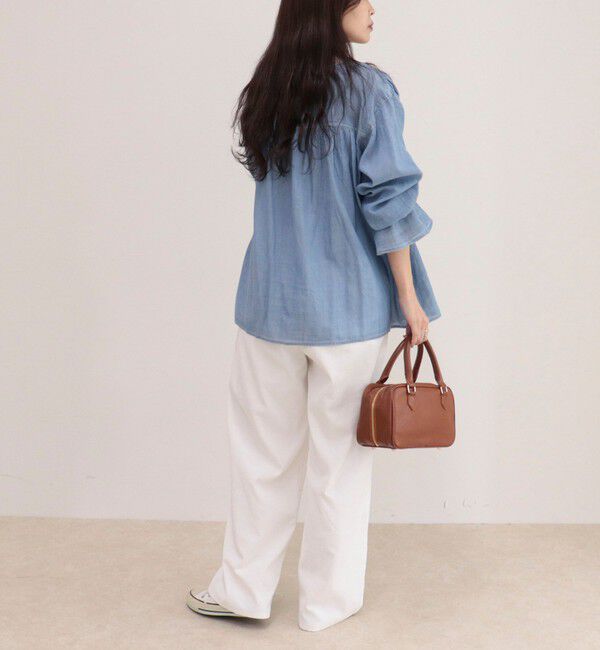fredy emue「コットンボイルシアーデニムシャーリングブラウス」|シャツ・ブラウス|