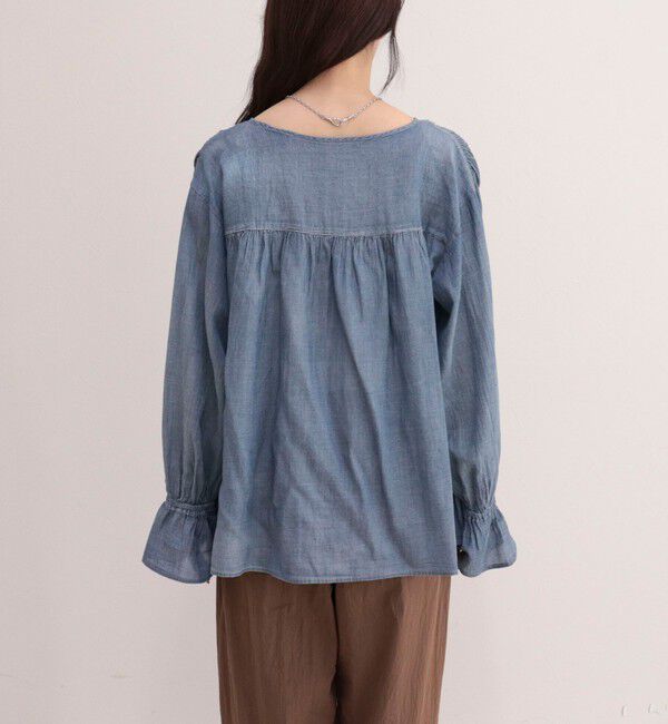 fredy emue「コットンボイルシアーデニムシャーリングブラウス」|シャツ・ブラウス|