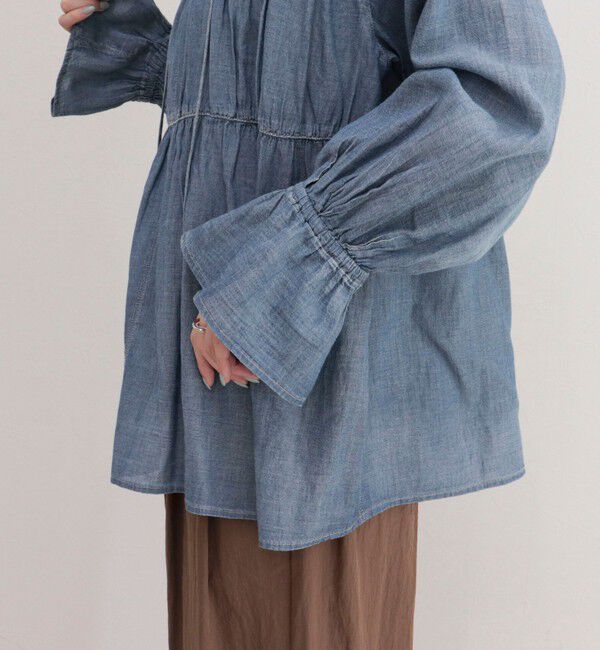 fredy emue「コットンボイルシアーデニムシャーリングブラウス」|シャツ・ブラウス|