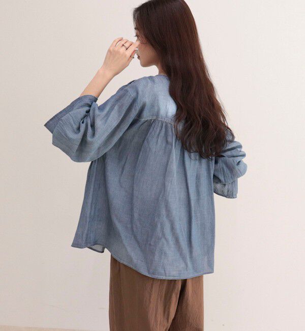 fredy emue「コットンボイルシアーデニムシャーリングブラウス」|シャツ・ブラウス|