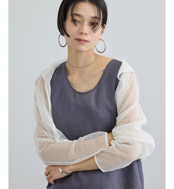 SALON adam et rope'「コットンリネンメッシュフードボレロ」|カーディガン|