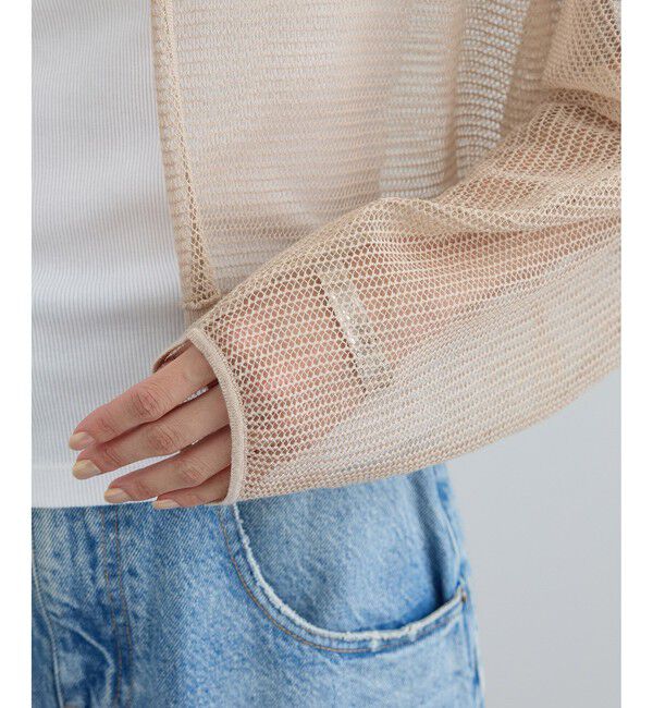 SALON adam et rope'「コットンリネンメッシュフードボレロ」|カーディガン|