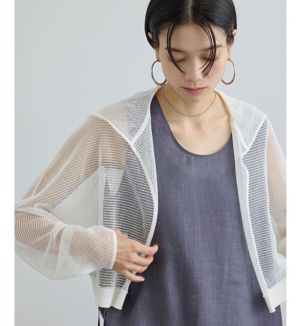 SALON adam et rope'「コットンリネンメッシュフードボレロ」|カーディガン|