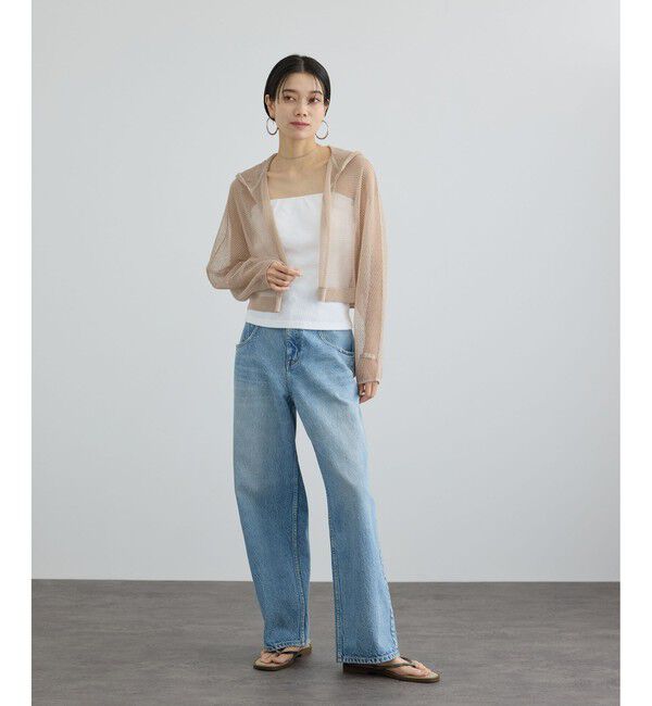 SALON adam et rope'「コットンリネンメッシュフードボレロ」|カーディガン|