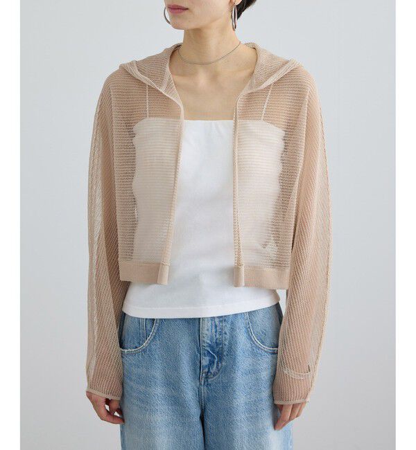 SALON adam et rope'「コットンリネンメッシュフードボレロ」|カーディガン|
