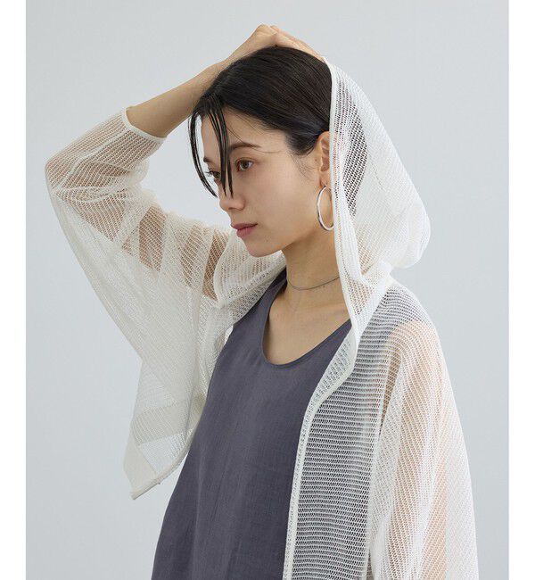 SALON adam et rope'「コットンリネンメッシュフードボレロ」|カーディガン|オフホワイト(15)