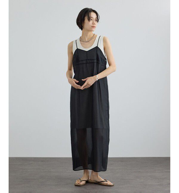 SALON adam et rope'「コットンボイルシアーキャミワンピース」|ワンピース|ブラック(01)