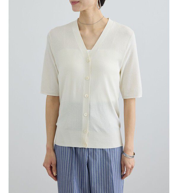 SALON adam et rope'「LOTUS ハーフスリーブVネックカーディガン / アンサンブル対応」|カーディガン|