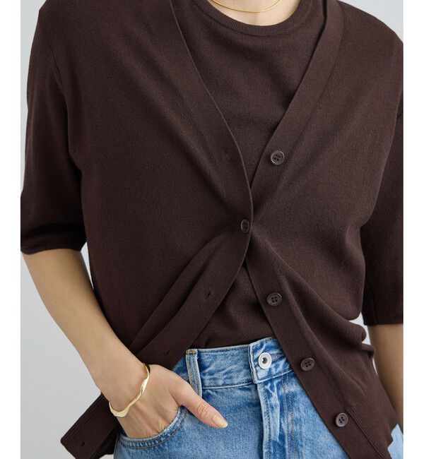 SALON adam et rope'「LOTUS ハーフスリーブVネックカーディガン / アンサンブル対応」|カーディガン|