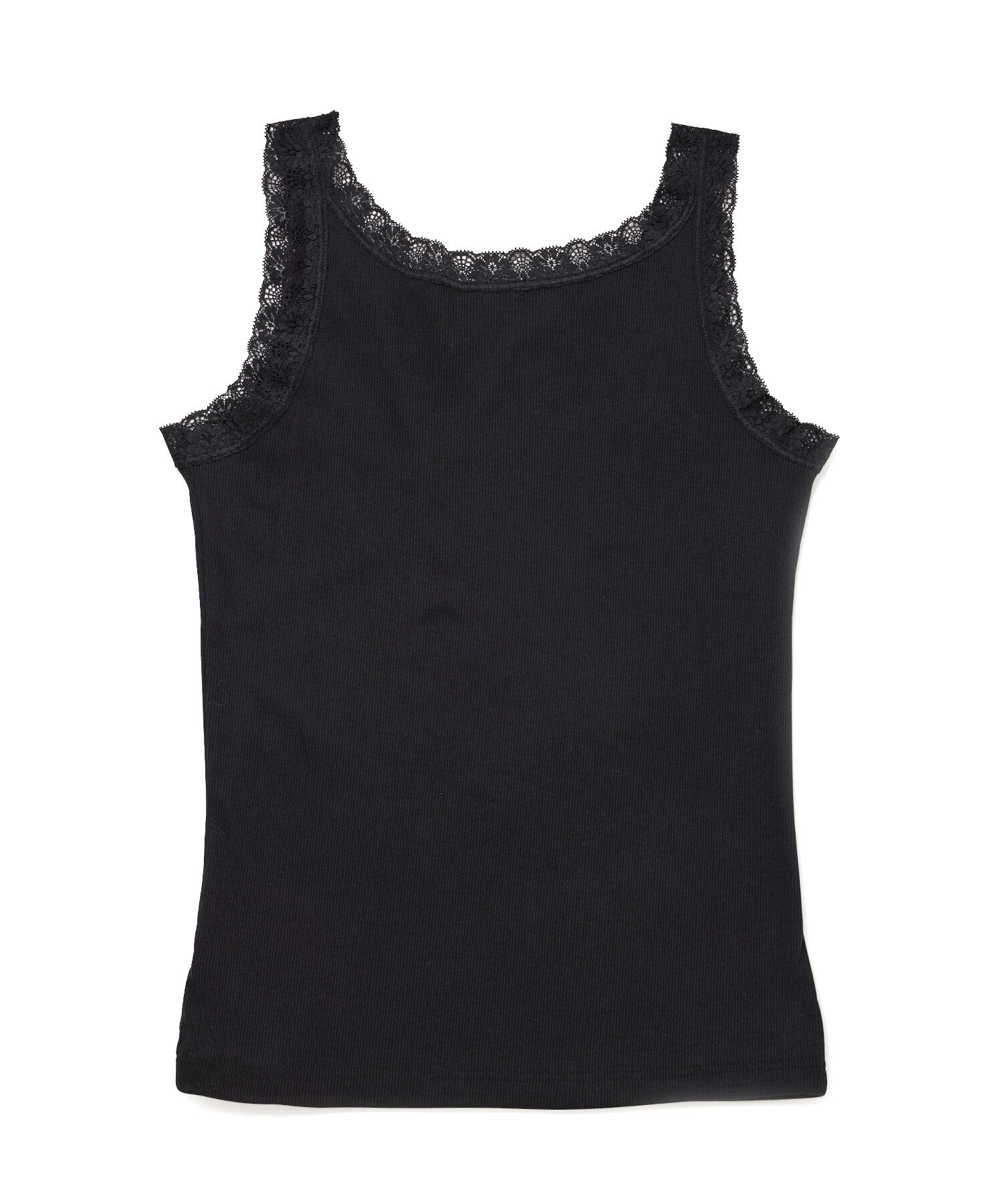 VIS「【洗える】レースカット細リブキャミソール」|キャミソール|