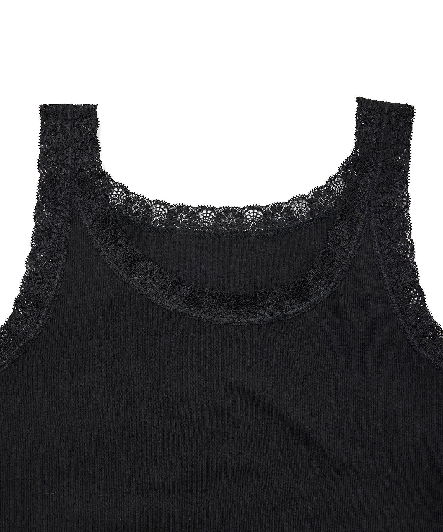 VIS「【洗える】レースカット細リブキャミソール」|キャミソール|