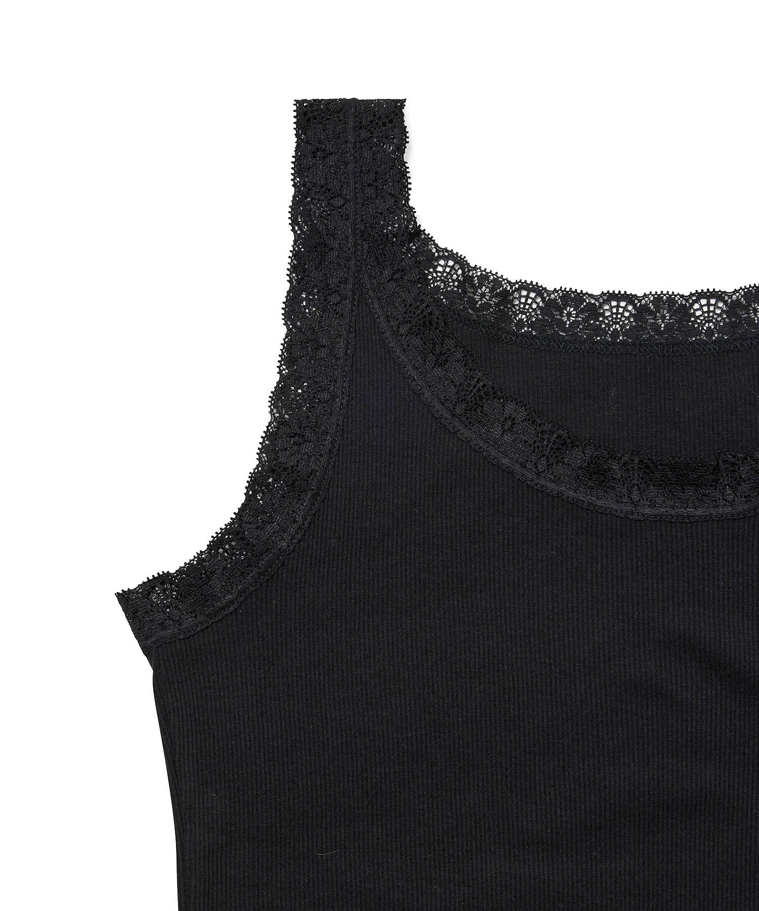 VIS「【洗える】レースカット細リブキャミソール」|キャミソール|