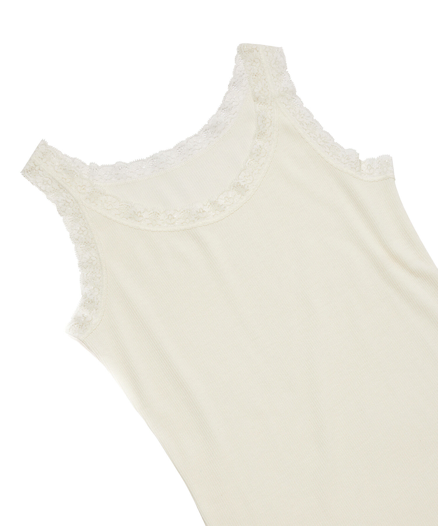 VIS「【洗える】レースカット細リブキャミソール」|キャミソール|ホワイト(10)