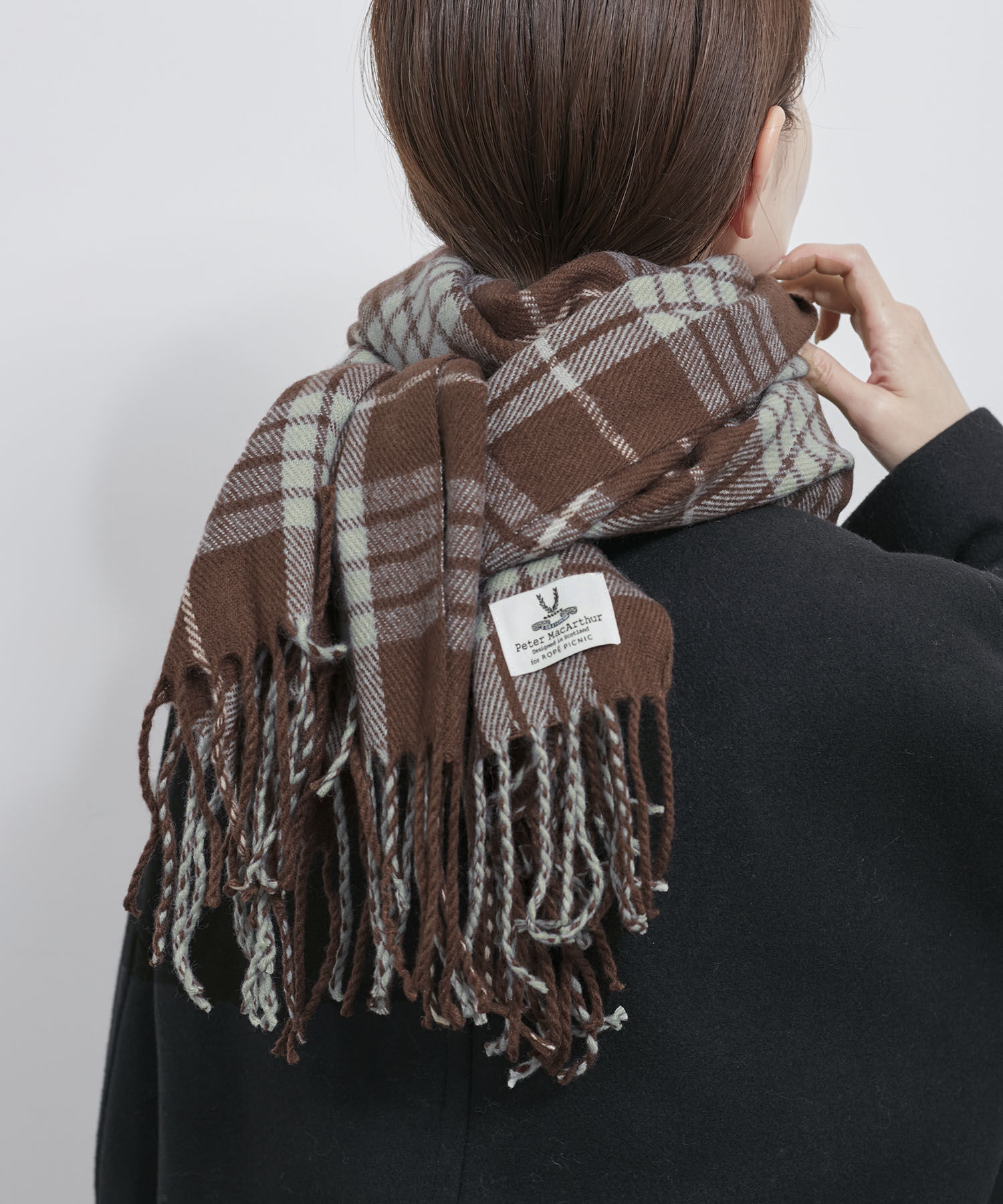 ROPE PICNIC PASSAGE「【Peter MacArthur/ピーターマッカーサー】ウール混チェックストール」|ストール|ブラウン(22)