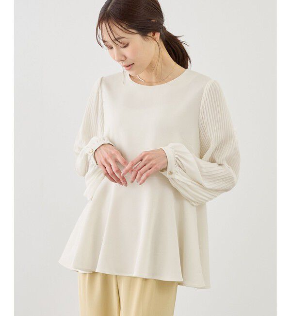 Rope&rsquo;Picnic「袖プリーツフレアブラウス」|シャツ・ブラウス|