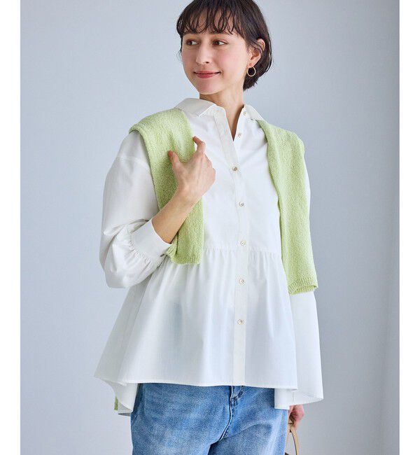 Rope&rsquo;Picnic「ペプラムシャツブラウス/UVカット・防シワ」|シャツ・ブラウス|