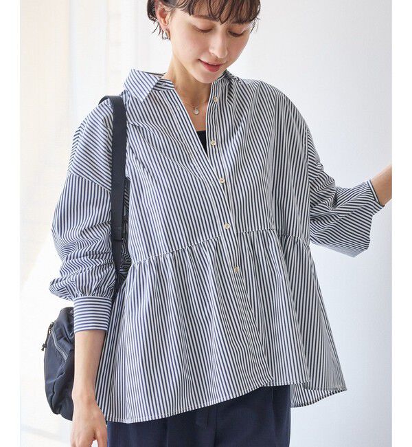 Rope&rsquo;Picnic「ペプラムシャツブラウス/UVカット・防シワ」|シャツ・ブラウス|