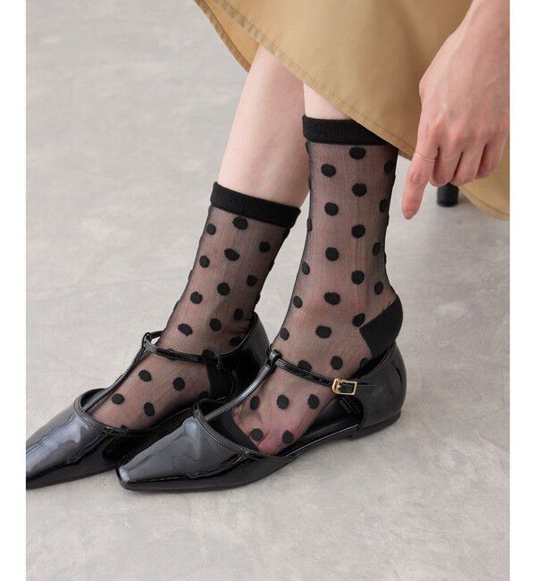 ROPE PICNIC PASSAGE「ドット柄シースルーソックス」|ソックス|