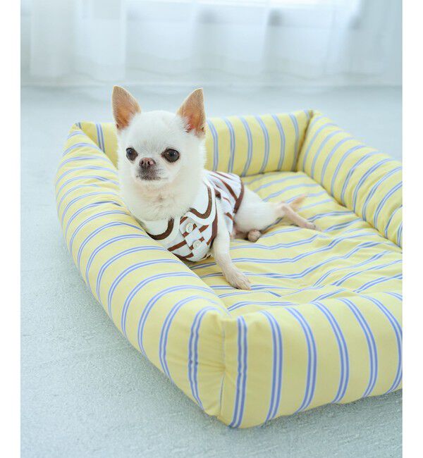 ROPE PICNIC PASSAGE「【DOG】マルチストライプひんやりベッド」|その他|イエロー系(82)