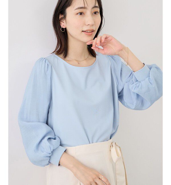 Rope&rsquo;Picnic「シアーボリュームスリーブカットトップス」|Tシャツ・カットソー|サックス(48)