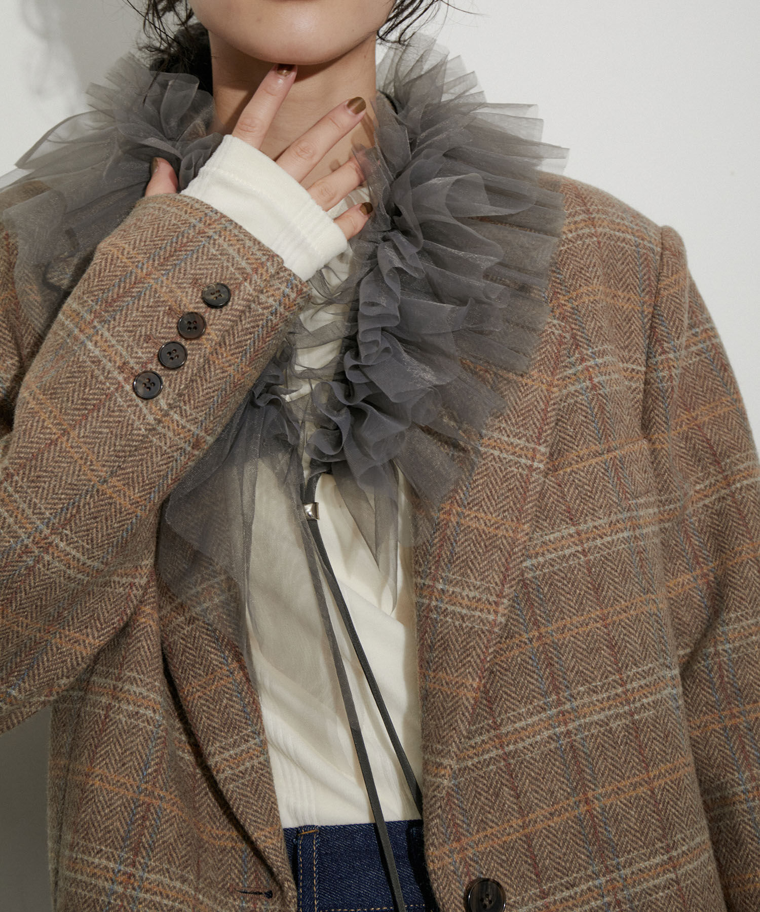 ADAM ET ROPE'「アシメチュールカラー」|ストール|グレー(07)