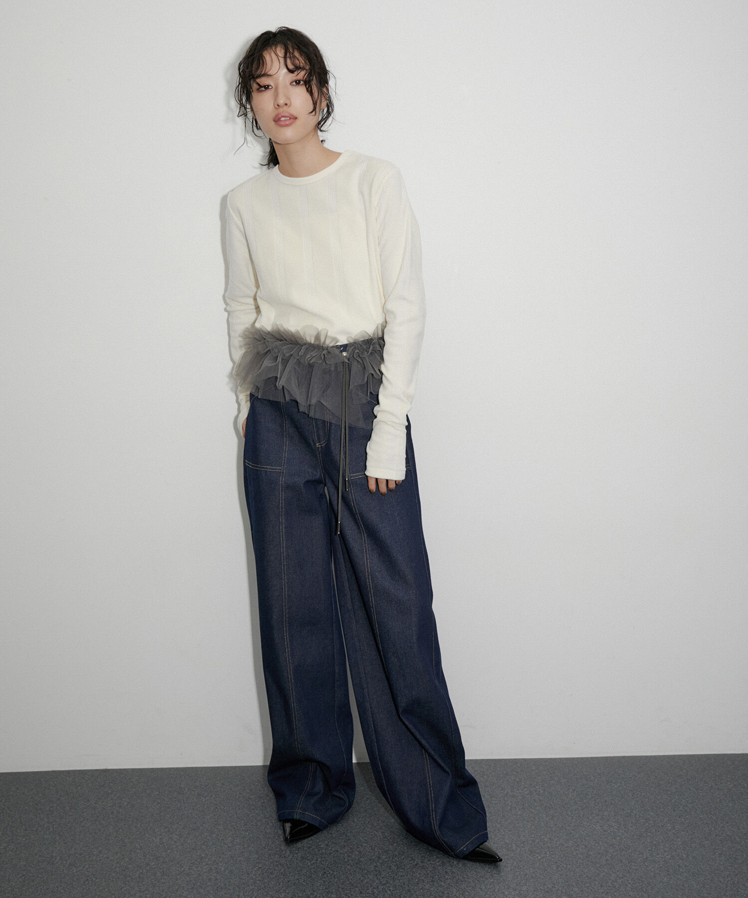 ADAM ET ROPE'「アシメチュールカラー」|ストール|