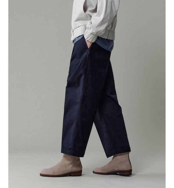 ADAM ET ROPE'「【撥水】ワンプリーツ クロップドシルエット チノパンツ」|チノ|