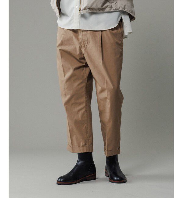 ADAM ET ROPE'「【撥水】ワンプリーツ クロップドシルエット チノパンツ」|チノ|