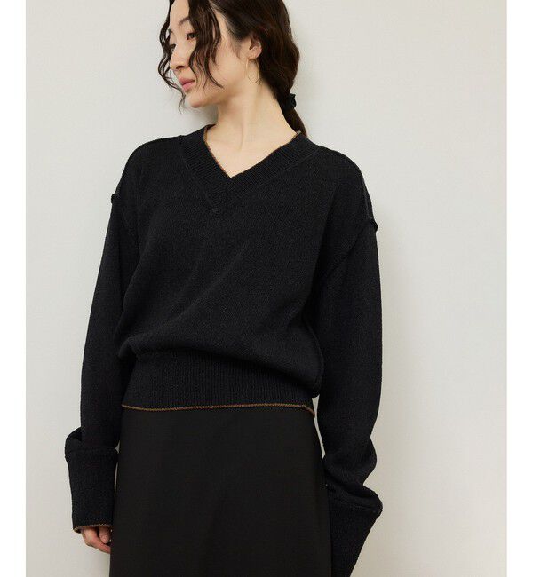 ADAM ET ROPE'「ペーパーヤーンプルオーバー」|ニット・セーター|ブラック(01)