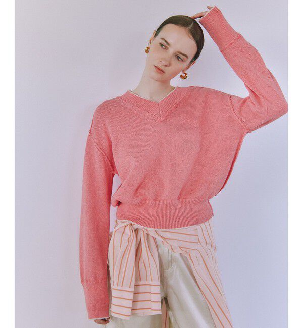 ADAM ET ROPE'「ペーパーヤーンプルオーバー」|ニット・セーター|ピンク(63)