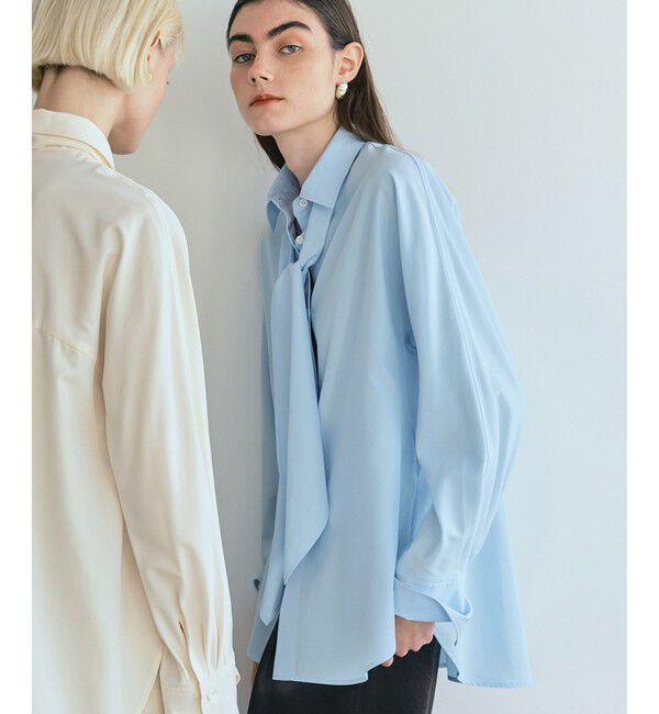 ADAM ET ROPE'「【サステナブル】ボウタイシャツ」|シャツ・ブラウス|サックス(48)